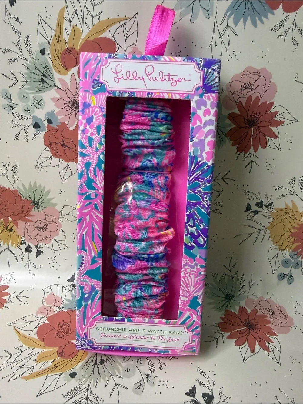 Lilly Pulitzer Pink Blue Purple Floral Scrunchie Apple Watch Band